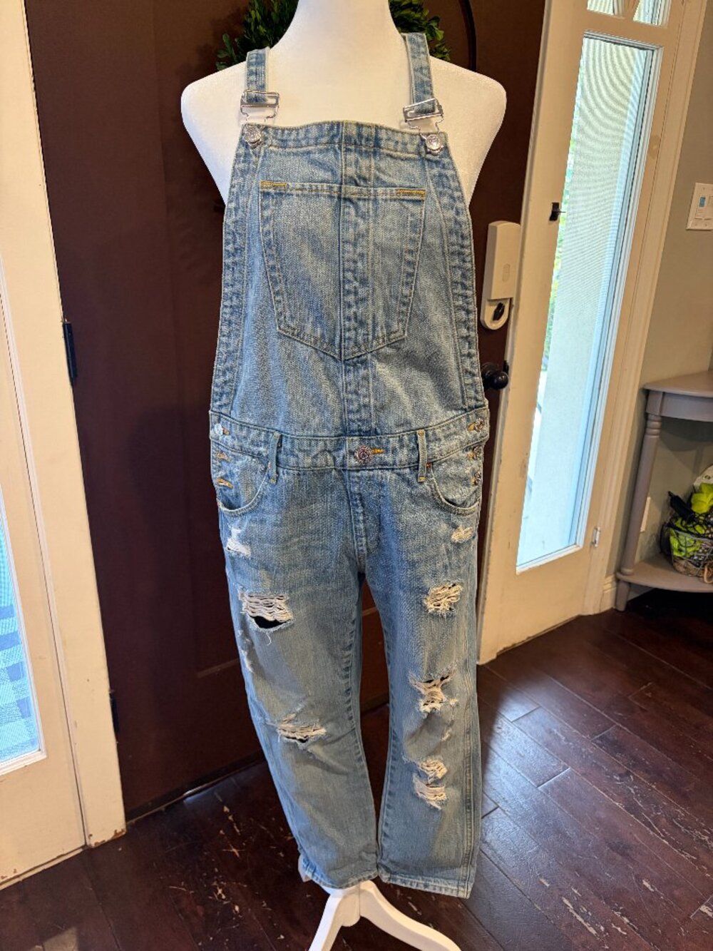 True Religion crop denim overall